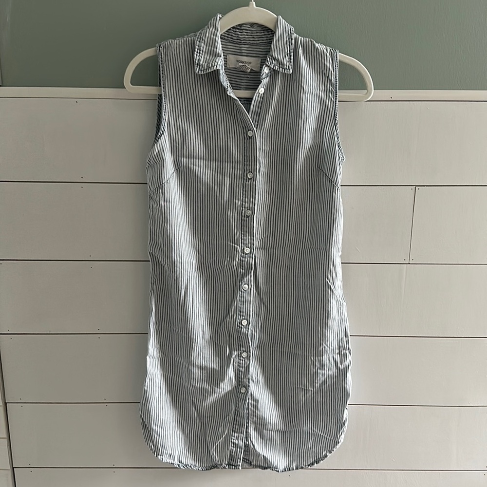 Workshop Republic Clothing Sleeveless Dress - blue & white - XS